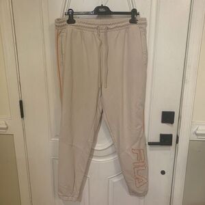 Fila‎ drawstring jogger sweatpants men size  XL  Beige Orange Logo